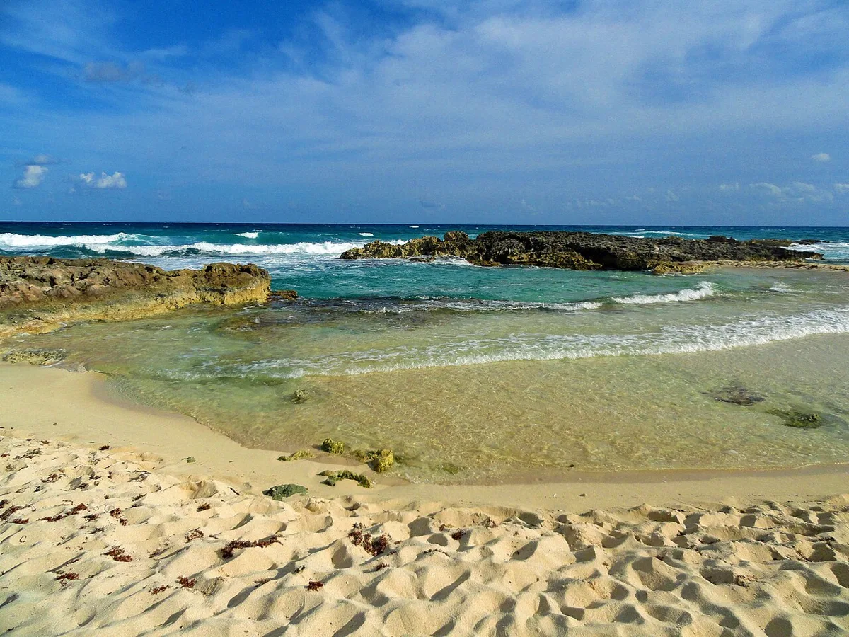 Real photograph of the shore at Punta Morena in Cozumel
